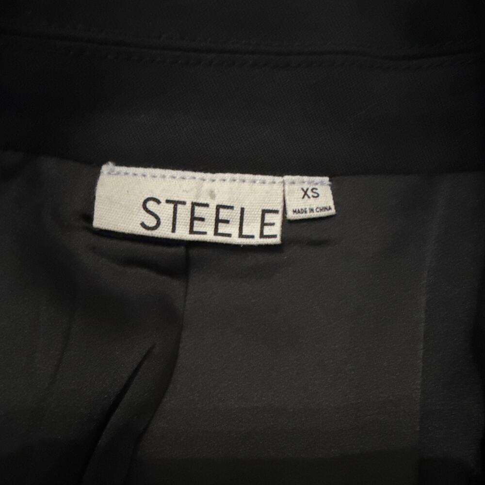 STEELE Black Blazer Womens XS Longline Stretch Tailored Jacket Classic Career - Picture 3 of 6